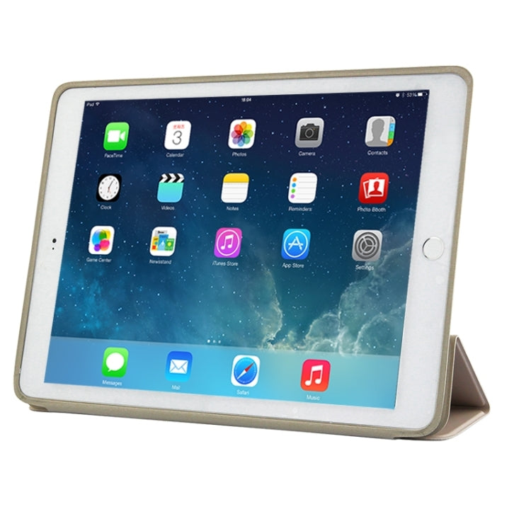 3-fold Naturally Treated Smart Leather Case with Sleep / Wake-up Function & Holder for iPad Air 2