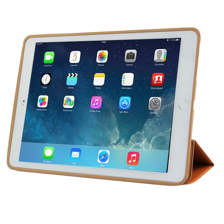 3-fold Naturally Treated Smart Leather Case with Sleep / Wake-up Function & Holder for iPad Air 2