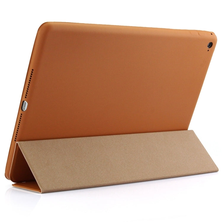 3-fold Naturally Treated Smart Leather Case with Sleep / Wake-up Function & Holder for iPad Air 2