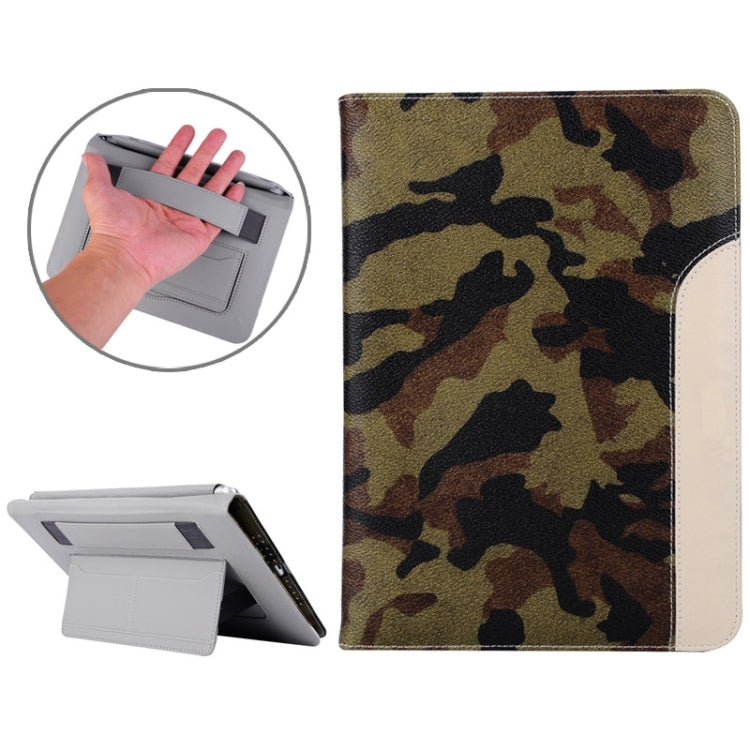 Ultrathin Camouflage Pattern Smart Cover Leather Case with Holder & Card Slots & Hand Strap for iPad Air 2 / iPad 6