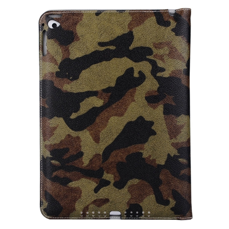 Ultrathin Camouflage Pattern Smart Cover Leather Case with Holder & Card Slots & Hand Strap for iPad Air 2 / iPad 6