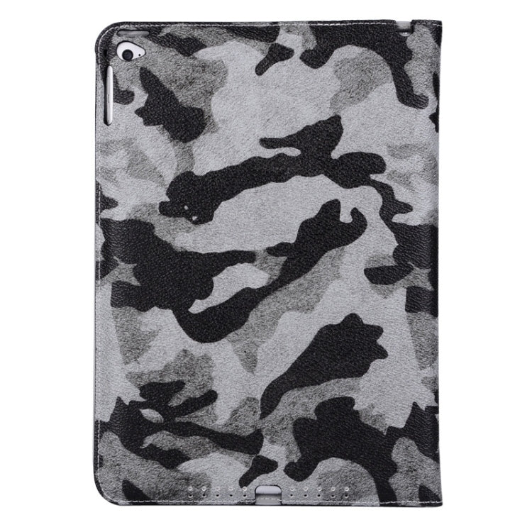 Ultrathin Camouflage Pattern Smart Cover Leather Case with Holder & Card Slots & Hand Strap for iPad Air 2 / iPad 6