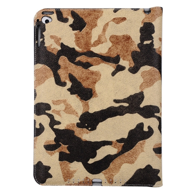 Ultrathin Camouflage Pattern Smart Cover Leather Case with Holder & Card Slots & Hand Strap for iPad Air 2 / iPad 6