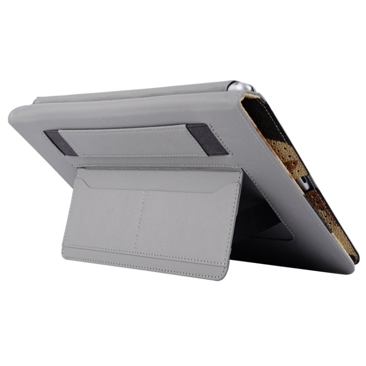 Ultrathin Camouflage Pattern Smart Cover Leather Case with Holder & Card Slots & Hand Strap for iPad Air 2 / iPad 6