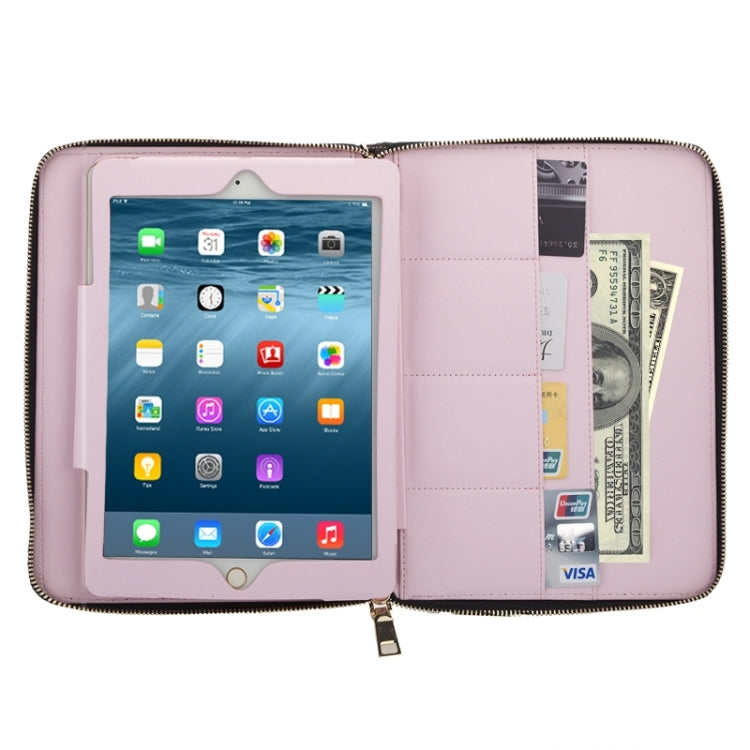 Crown Pattern & Diamond Lattice Texture Diamond Encrusted Carry Case with Holder & Card Slots & Wallet & Lanyard for iPad Air 2 / Air 1 / iPad 6 / 5