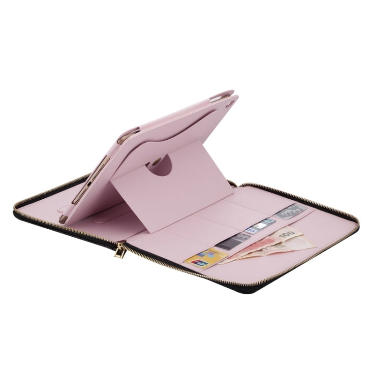 Crown Pattern & Diamond Lattice Texture Diamond Encrusted Carry Case with Holder & Card Slots & Wallet & Lanyard for iPad Air 2 / Air 1 / iPad 6 / 5