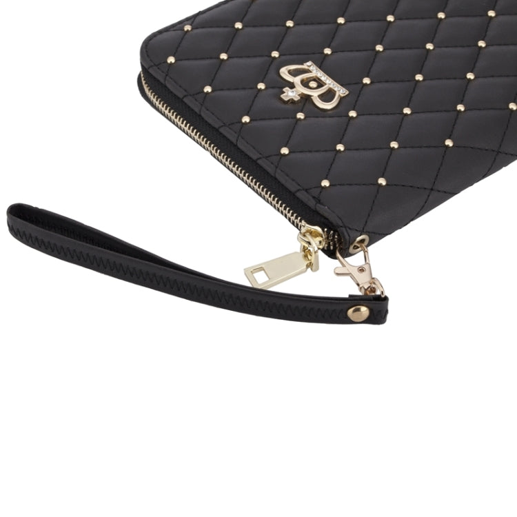 Crown Pattern & Diamond Lattice Texture Diamond Encrusted Carry Case with Holder & Card Slots & Wallet & Lanyard for iPad Air 2 / Air 1 / iPad 6 / 5