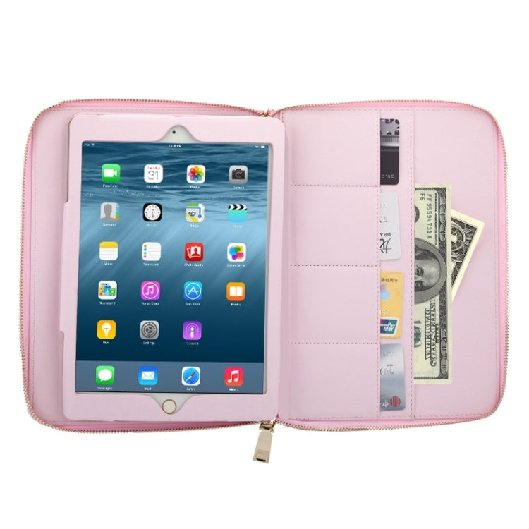 Crown Pattern & Diamond Lattice Texture Diamond Encrusted Carry Case with Holder & Card Slots & Wallet & Lanyard for iPad Air 2 / Air 1 / iPad 6 / 5