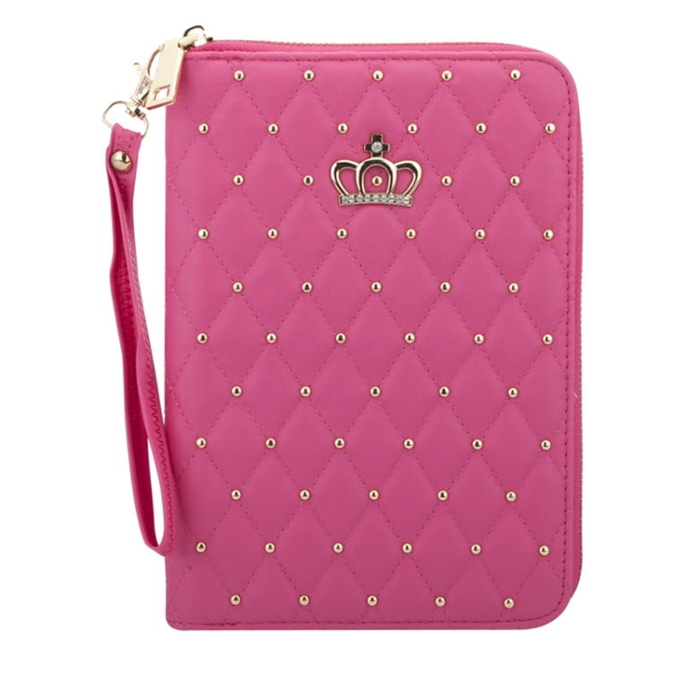 Crown Pattern & Diamond Lattice Texture Diamond Encrusted Carry Case with Holder & Card Slots & Wallet & Lanyard for iPad Air 2 / Air 1 / iPad 6 / 5