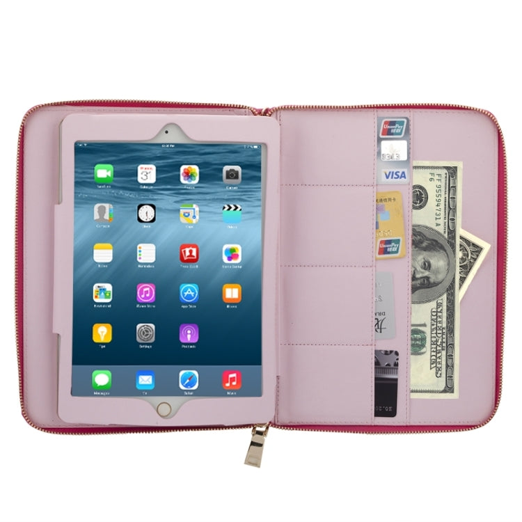 Crown Pattern & Diamond Lattice Texture Diamond Encrusted Carry Case with Holder & Card Slots & Wallet & Lanyard for iPad Air 2 / Air 1 / iPad 6 / 5