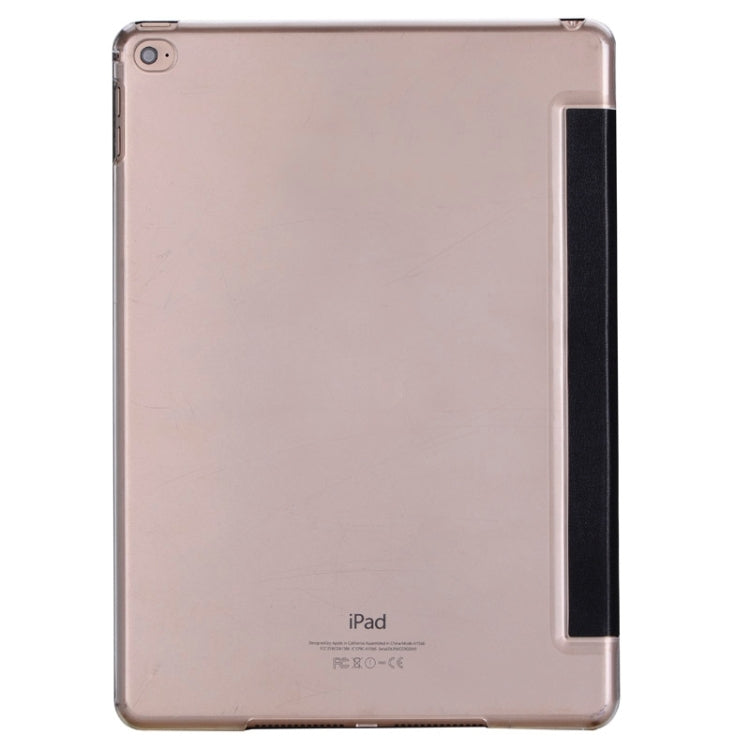 Stone Texture 3-fold Transparent Plastic Back Shell Intelligent Leather Case with Holder and Sleep Function for iPad Air 2 / iPad 6