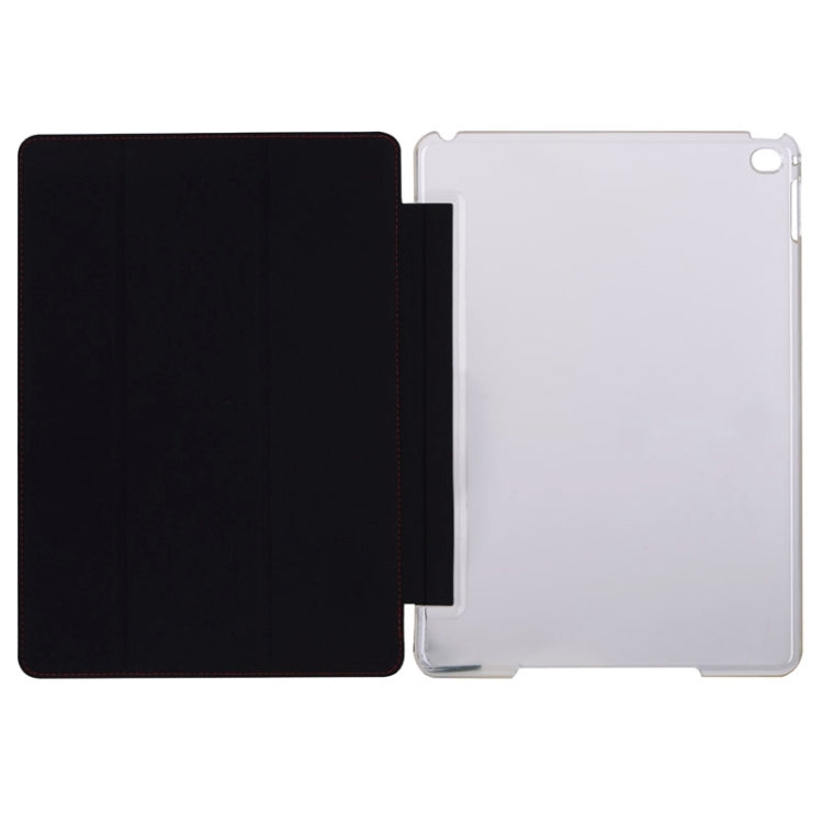 Stone Texture 3-fold Transparent Plastic Back Shell Intelligent Leather Case with Holder and Sleep Function for iPad Air 2 / iPad 6