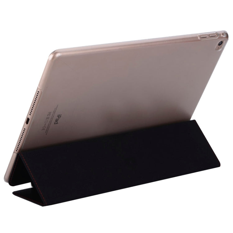 Stone Texture 3-fold Transparent Plastic Back Shell Intelligent Leather Case with Holder and Sleep Function for iPad Air 2 / iPad 6