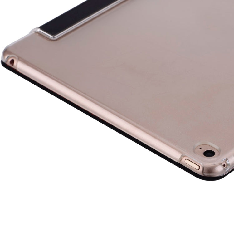 Stone Texture 3-fold Transparent Plastic Back Shell Intelligent Leather Case with Holder and Sleep Function for iPad Air 2 / iPad 6