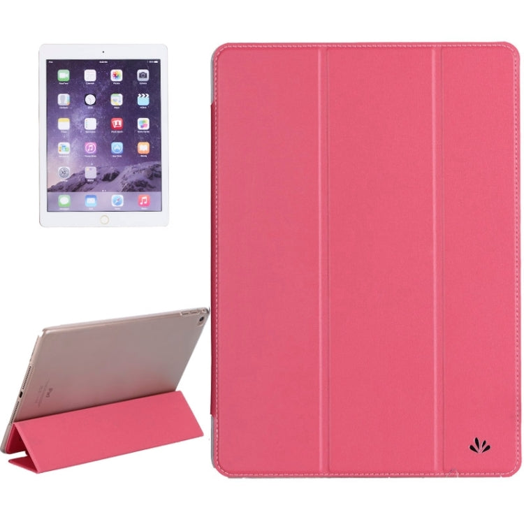 Stone Texture 3-fold Transparent Plastic Back Shell Intelligent Leather Case with Holder and Sleep Function for iPad Air 2 / iPad 6