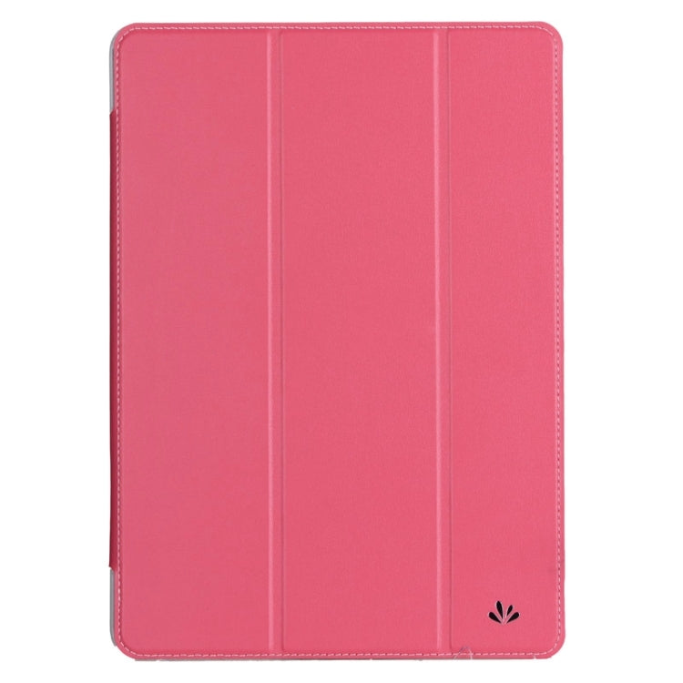 Stone Texture 3-fold Transparent Plastic Back Shell Intelligent Leather Case with Holder and Sleep Function for iPad Air 2 / iPad 6