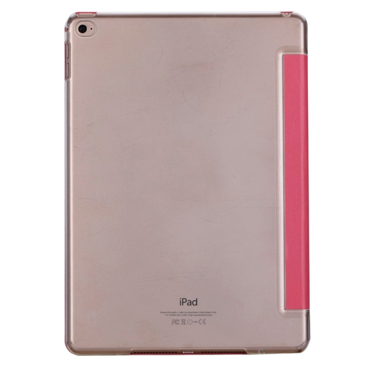 Stone Texture 3-fold Transparent Plastic Back Shell Intelligent Leather Case with Holder and Sleep Function for iPad Air 2 / iPad 6