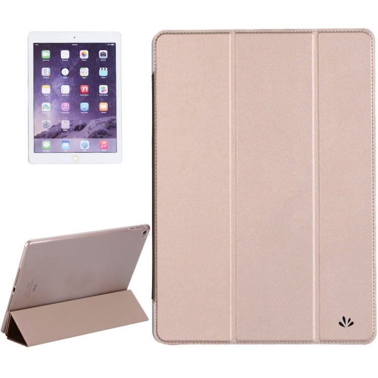 Stone Texture 3-fold Transparent Plastic Back Shell Intelligent Leather Case with Holder and Sleep Function for iPad Air 2 / iPad 6