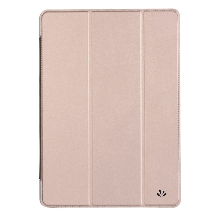 Stone Texture 3-fold Transparent Plastic Back Shell Intelligent Leather Case with Holder and Sleep Function for iPad Air 2 / iPad 6