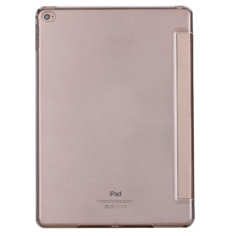 Stone Texture 3-fold Transparent Plastic Back Shell Intelligent Leather Case with Holder and Sleep Function for iPad Air 2 / iPad 6