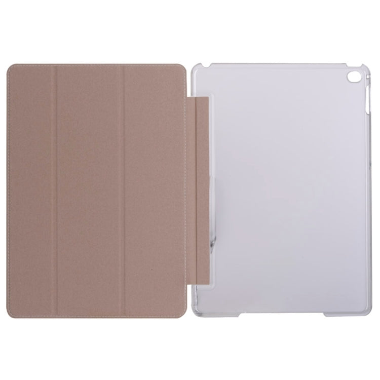 Stone Texture 3-fold Transparent Plastic Back Shell Intelligent Leather Case with Holder and Sleep Function for iPad Air 2 / iPad 6
