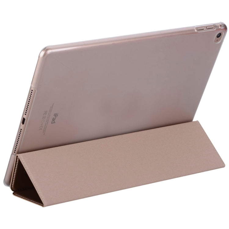 Stone Texture 3-fold Transparent Plastic Back Shell Intelligent Leather Case with Holder and Sleep Function for iPad Air 2 / iPad 6