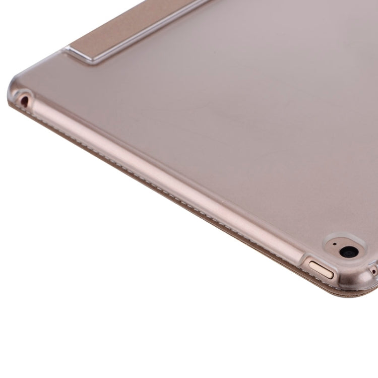 Stone Texture 3-fold Transparent Plastic Back Shell Intelligent Leather Case with Holder and Sleep Function for iPad Air 2 / iPad 6