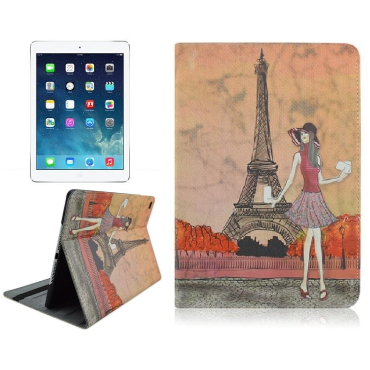 Eiffel Tower Pattern Smart Leather Case with Holder & Wake-up / Sleep Function for iPad Air 2 / iPad 6