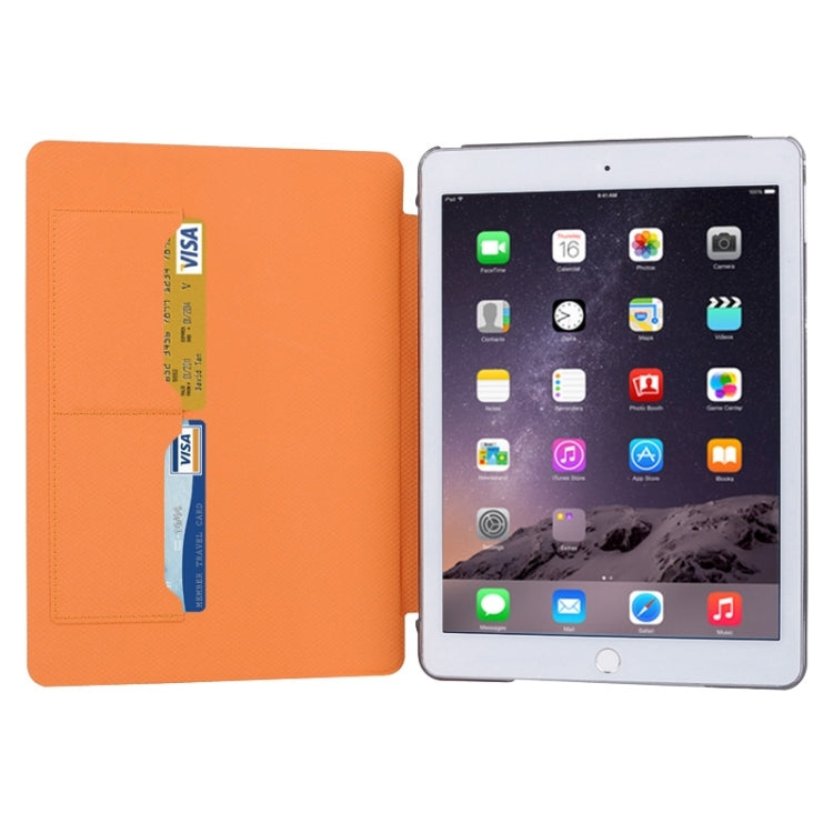 Horizontal Flip Transparent PC Leather Case with Holder & Card Slots for iPad Air 2 / iPad 6