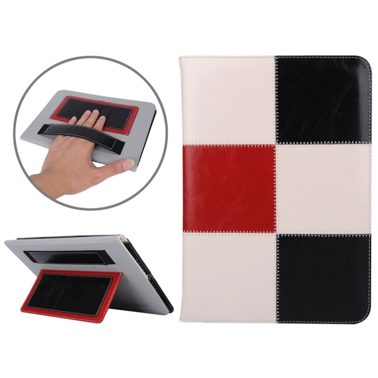 Grid Pattern Leather Case with Holder & Card Slots & Hand Strap for iPad Air 2 / iPad 6