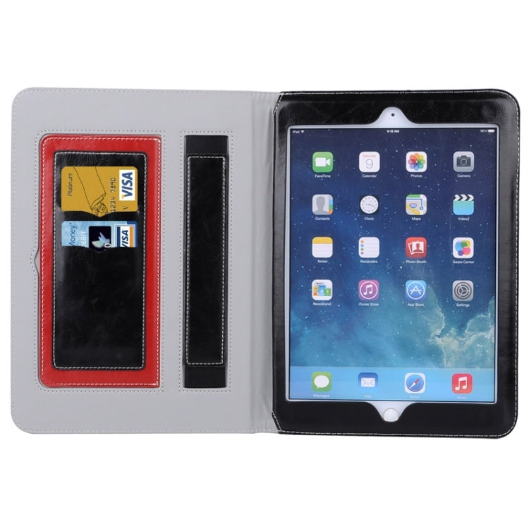 Grid Pattern Leather Case with Holder & Card Slots & Hand Strap for iPad Air 2 / iPad 6