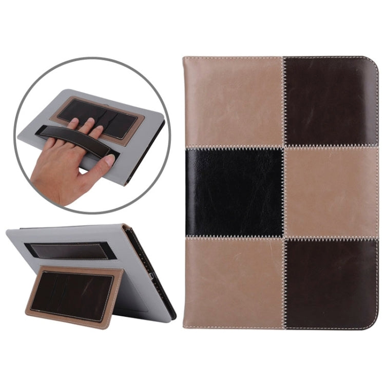 Grid Pattern Leather Case with Holder & Card Slots & Hand Strap for iPad Air 2 / iPad 6