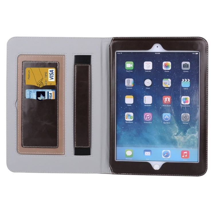 Grid Pattern Leather Case with Holder & Card Slots & Hand Strap for iPad Air 2 / iPad 6