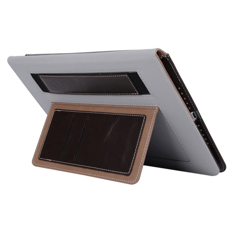 Grid Pattern Leather Case with Holder & Card Slots & Hand Strap for iPad Air 2 / iPad 6