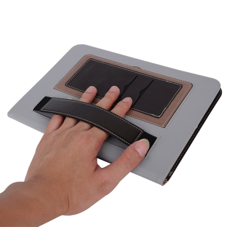 Grid Pattern Leather Case with Holder & Card Slots & Hand Strap for iPad Air 2 / iPad 6