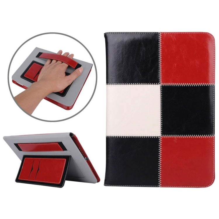 Grid Pattern Leather Case with Holder & Card Slots & Hand Strap for iPad Air 2 / iPad 6