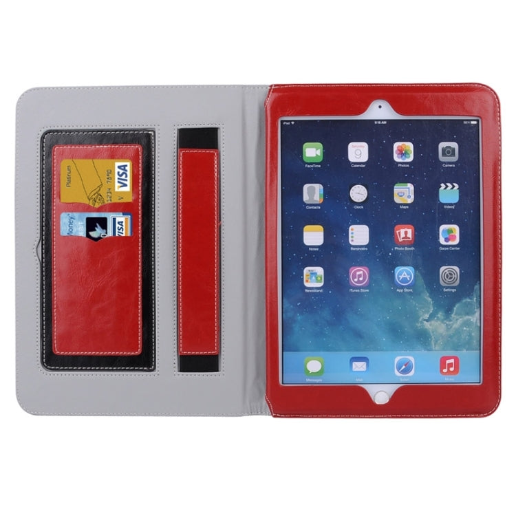 Grid Pattern Leather Case with Holder & Card Slots & Hand Strap for iPad Air 2 / iPad 6