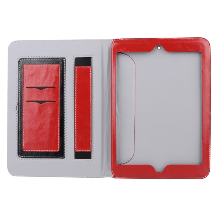 Grid Pattern Leather Case with Holder & Card Slots & Hand Strap for iPad Air 2 / iPad 6