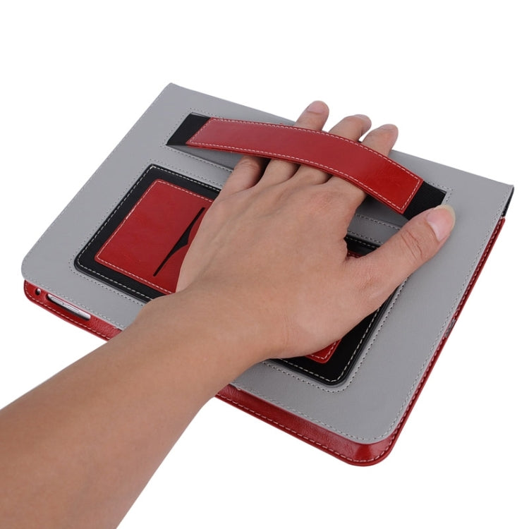 Grid Pattern Leather Case with Holder & Card Slots & Hand Strap for iPad Air 2 / iPad 6