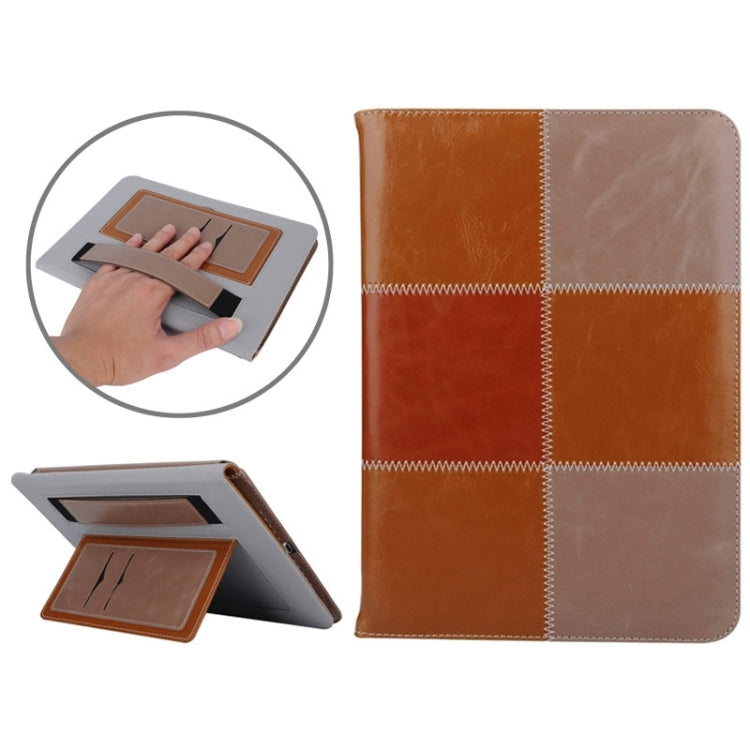 Grid Pattern Leather Case with Holder & Card Slots & Hand Strap for iPad Air 2 / iPad 6