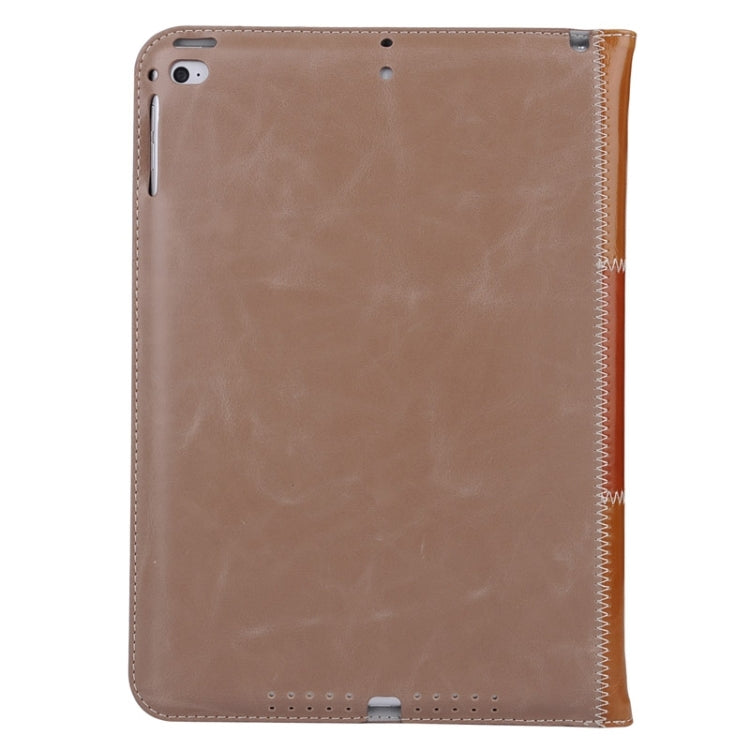 Grid Pattern Leather Case with Holder & Card Slots & Hand Strap for iPad Air 2 / iPad 6