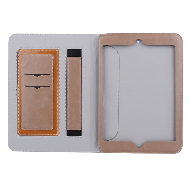 Grid Pattern Leather Case with Holder & Card Slots & Hand Strap for iPad Air 2 / iPad 6
