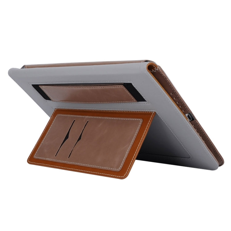 Grid Pattern Leather Case with Holder & Card Slots & Hand Strap for iPad Air 2 / iPad 6
