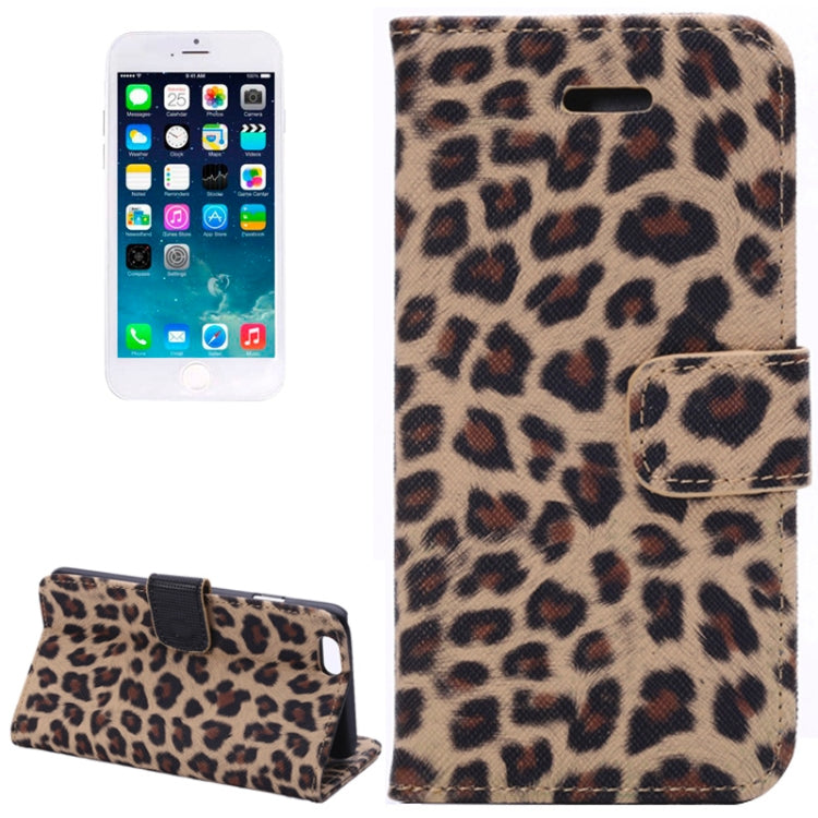 Leopard Print Pattern Horizontal Flip Leather Case with Card Slots and Holder for iPhone 6 & 6S