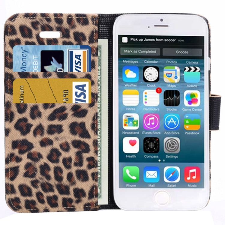 Leopard Print Pattern Horizontal Flip Leather Case with Card Slots and Holder for iPhone 6 & 6S