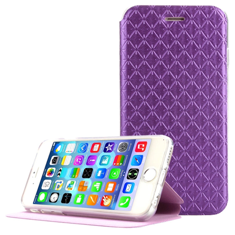 Diamond Pattern Horizontal Flip Leather Case with Holder for iPhone 6