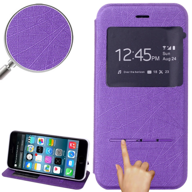 Hairline Texture Horizontal Flip Leather Case with Call Display ID & Holder for iPhone 6 & 6S(Purple)