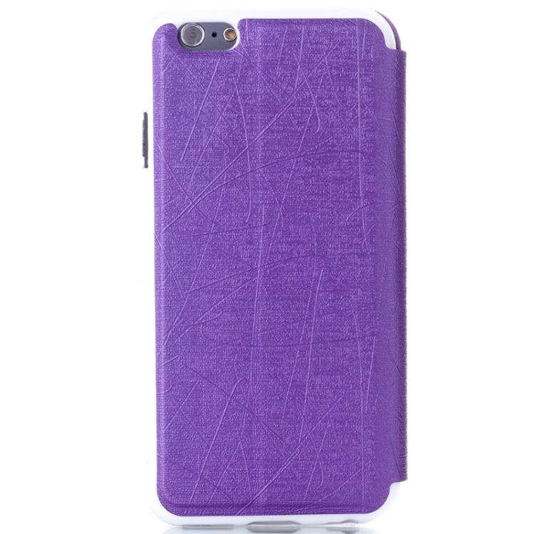 Hairline Texture Horizontal Flip Leather Case with Call Display ID & Holder for iPhone 6 & 6S(Purple)