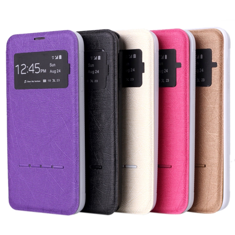 Hairline Texture Horizontal Flip Leather Case with Call Display ID & Holder for iPhone 6 & 6S(Purple)