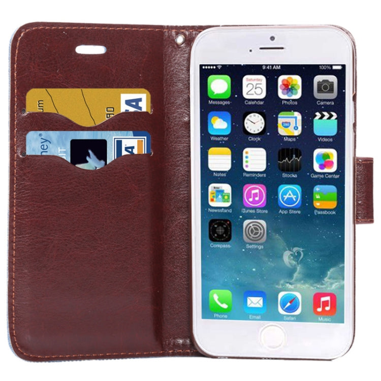 Flowers Pattern Horizontal Flip Leather Case with Card Slots & Holder for iPhone 6 & 6S (Blue)